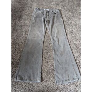 Deb Jeans Womens Gray Low Rise Flare Y2K Denim Pants Size 11 Double Button
